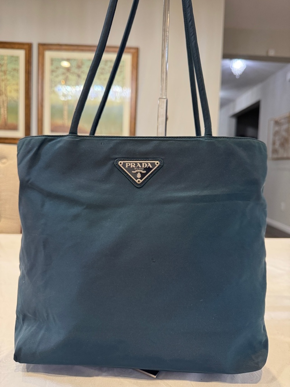 Authentic Prada Dark Teal Nylon Shoulder Tote